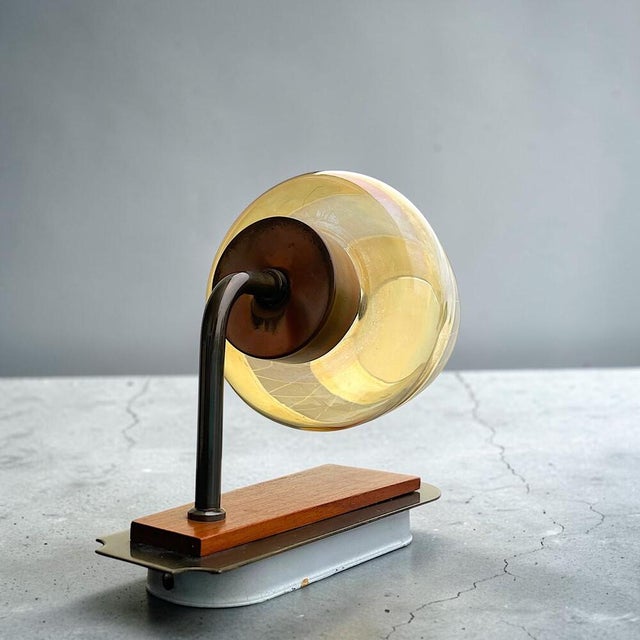 Metal Danish Modern Teak and Etched Glass Wall Sconce, 1960s For Sale - Image 7 of 12