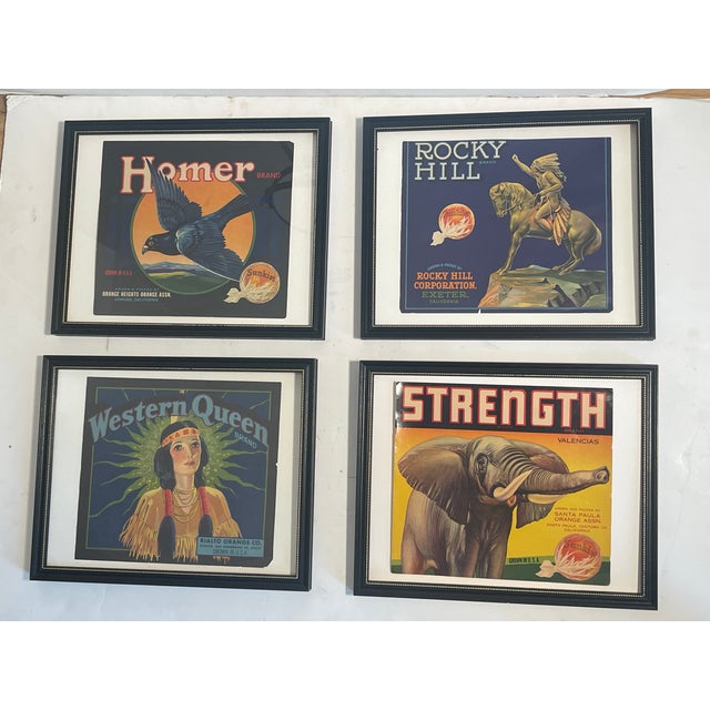 Mid-Century Modern Sunkist Vintage Polychrome Advertisement Posters Framed - Set of 4 For Sale - Image 3 of 8