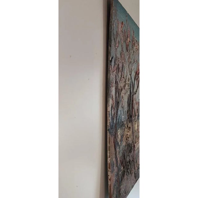 S.M., Paysage Fleuri, 1970s, Oil on Cardboard For Sale - Image 7 of 9