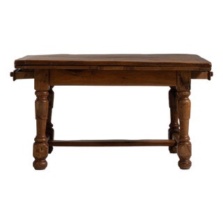 20th Century France Weathered Honey Oak Oak Drop-Leaf Farmhouse Table For Sale