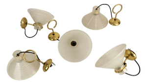 Vintage Murano Glass and Brass Wall Lights, 1970s, Set of 5