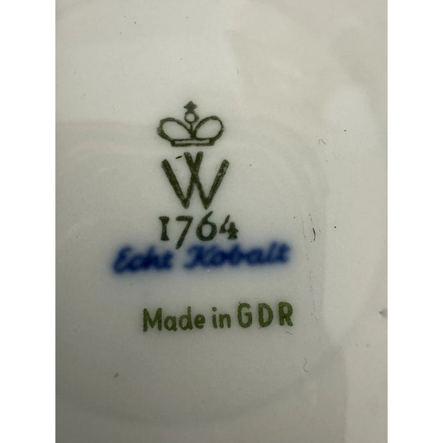 Vintage Wallendorf 1764 Echt Kobalt Cobalt Blue Floral Gold Lidded Vase GDR For Sale - Image 16 of 18