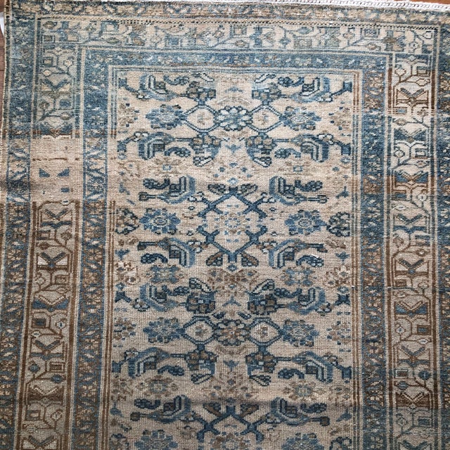 Antique Persian Malayer Rug | Sky Blue Allover Floral Design | 3'6" X 6'4" For Sale - Image 4 of 7