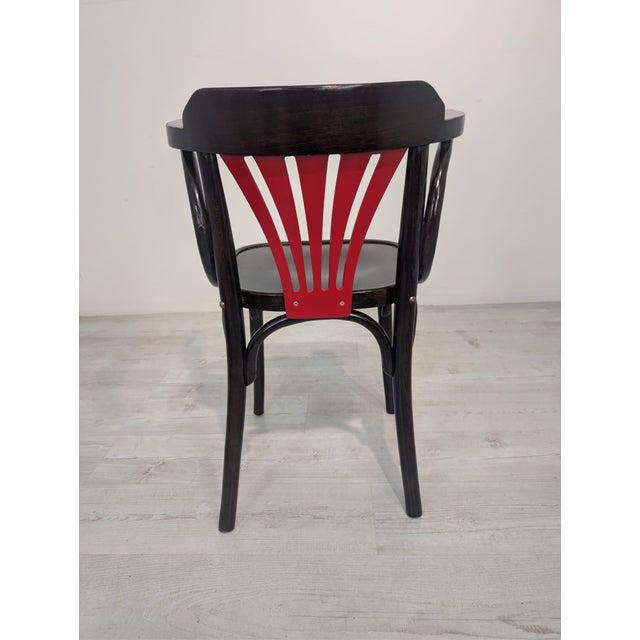 Wood 25 Armchair in Beech with Red Fan from Ton, 1965 For Sale - Image 7 of 14