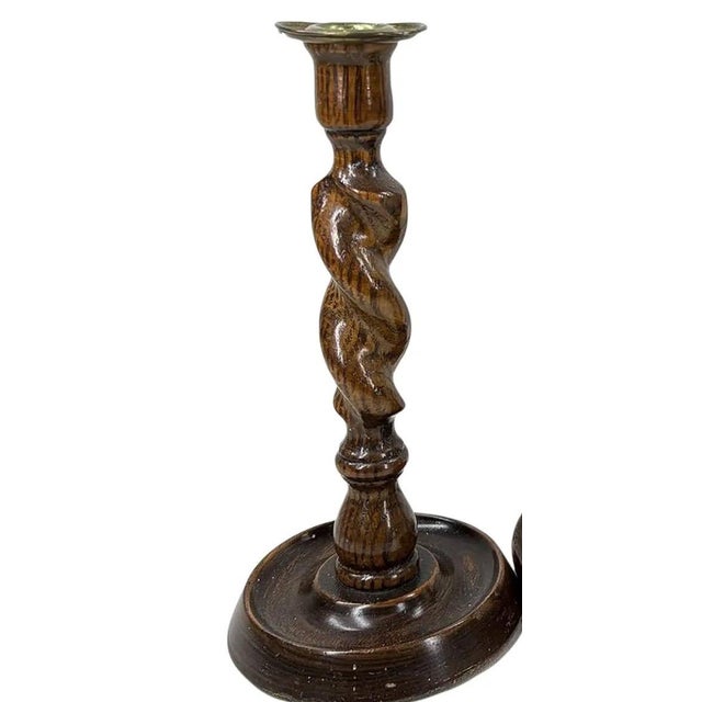 Set of 3 Vintage English-Style Barley Twist Wood Candlesticks Add a touch of classic vintage decor to your home with this...