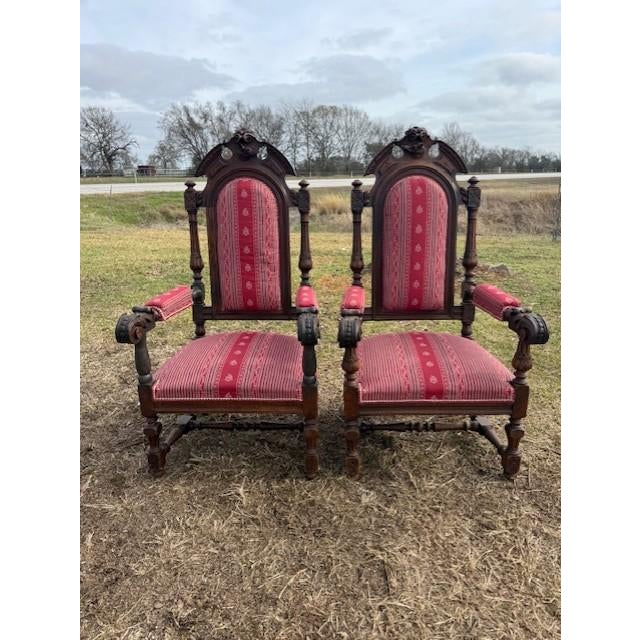 Large 18th Century French Renaissance Solid Walnut Armchair- A Pair For Sale - Image 4 of 18