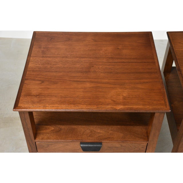 Wood 1950s Refinished Walnut Nightstands by Edward Wormley for Dunbar - A Pair For Sale - Image 7 of 12