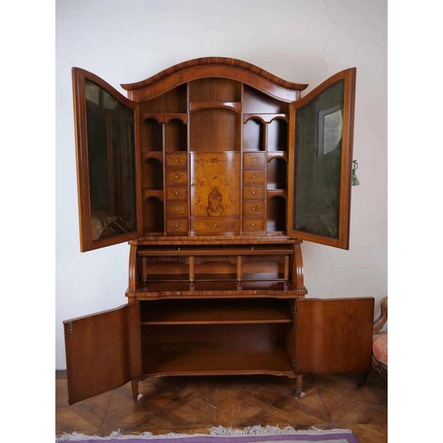 Inlaid Secretary with Bookcase and Writing Desk For Sale - Image 11 of 15
