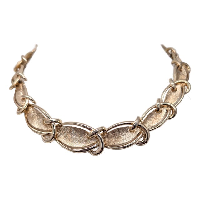 Vintage Late 1950s Signed Boucher Goldtone Collar Necklace For Sale