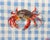 Blue gingham and red crab painting 8 x 10 x 0.75” on wood panel Sides painted gray