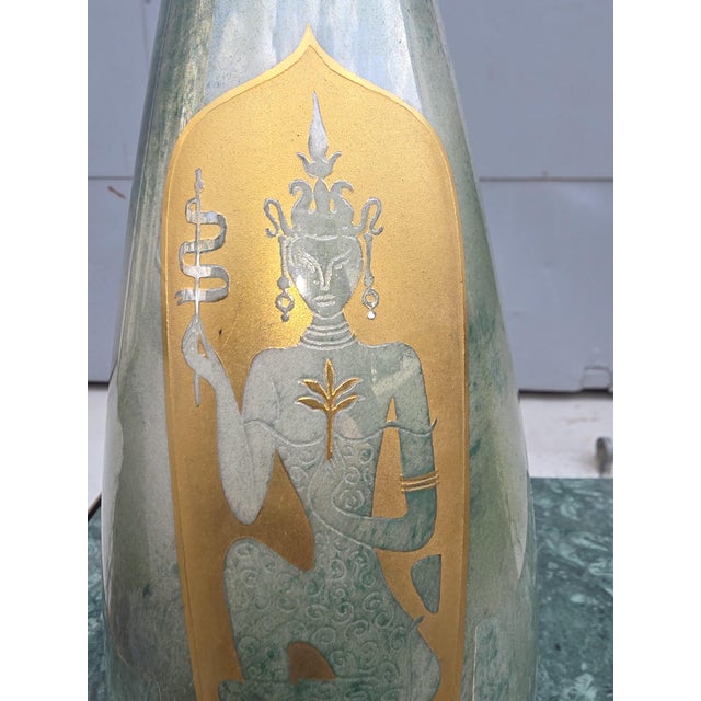 Ceramic Finzi Porcelain Vase in Green, 1950s For Sale - Image 7 of 8