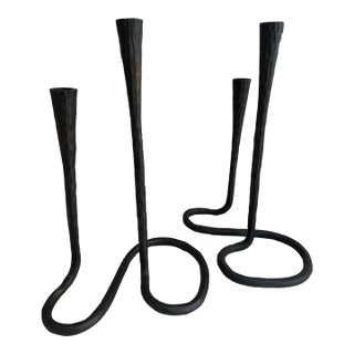 Hand Forged Hammered Candle Holder, Pair For Sale