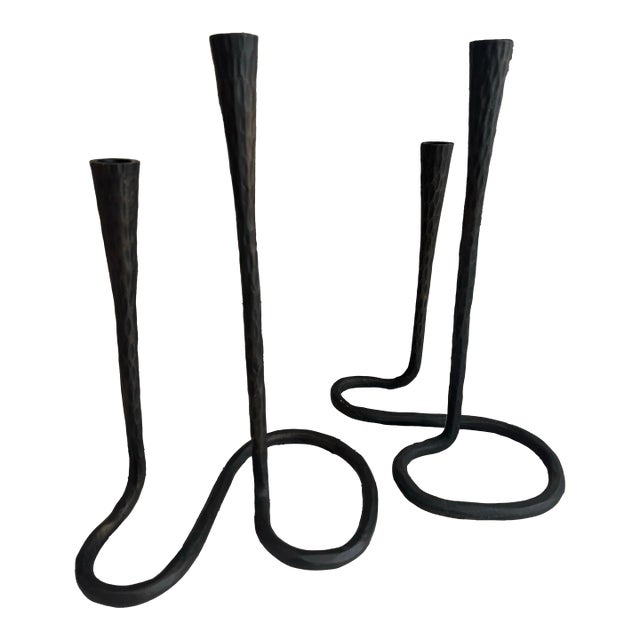 Hand Forged Hammered Candle Holder, Pair For Sale