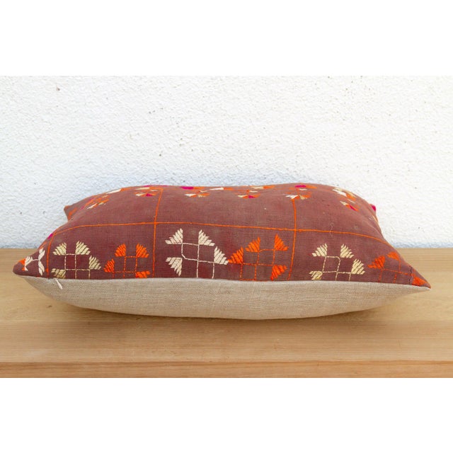 Ropar Radiant, Antique Phulkari Lumbar Pillow Cover For Sale - Image 4 of 6