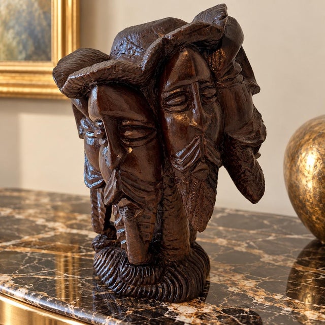 Mid-Century Multi-Faced Transforming Elephant Carved Wood Sculpture For Sale - Image 9 of 9