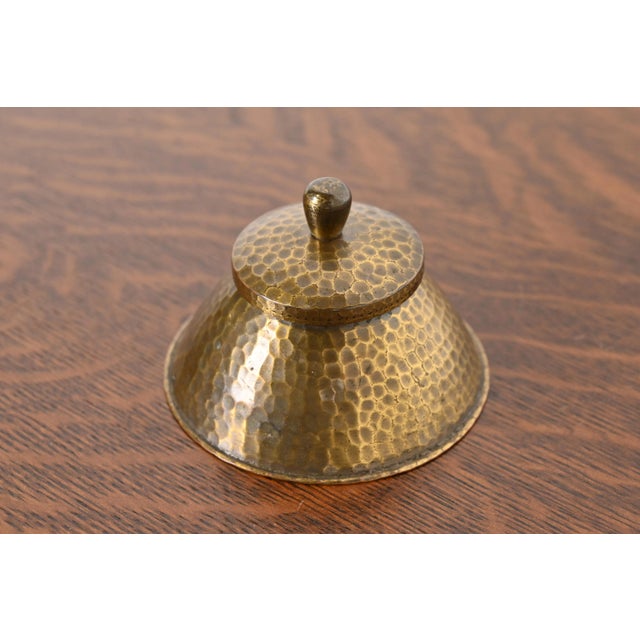 Roycroft Arts & Crafts Hammered Brass Over Copper Inkwell For Sale - Image 12 of 12