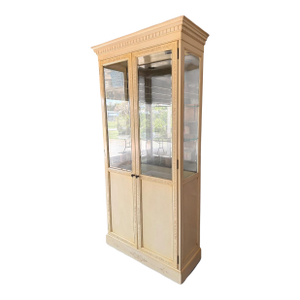1980s John Widdicomb Neoclassical Lighted Display Cabinet in Cream Finish