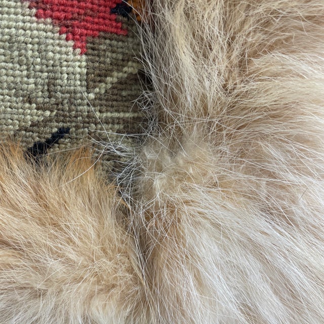 Sienna 1960s Floral Needle Point & Fur Pillow For Sale - Image 8 of 8