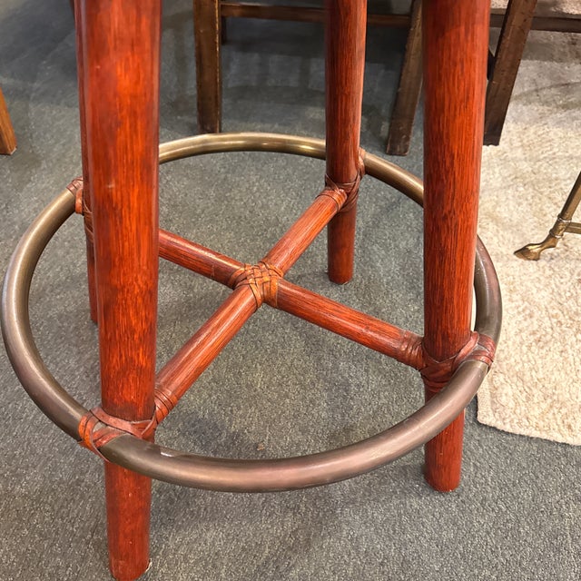 Rustic McGuire Furniture Curved Back Swivel Bar Stools, Pair For Sale - Image 3 of 12