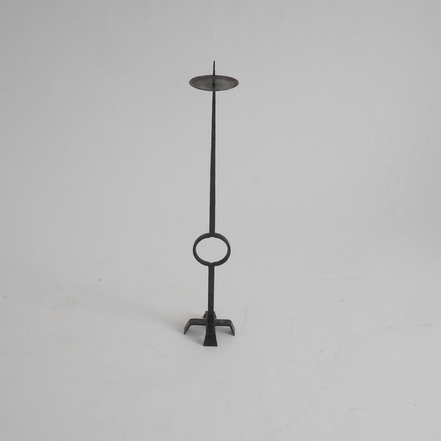 Standing Candleholder in Wrought Iron, 1970s For Sale - Image 4 of 13