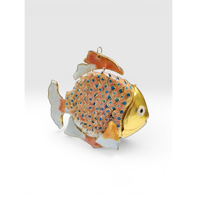 Vintage Articulated Cloisonné Enamel Koi Fish Figurine Large Five Inch Add a touch of whimsical elegance to your...