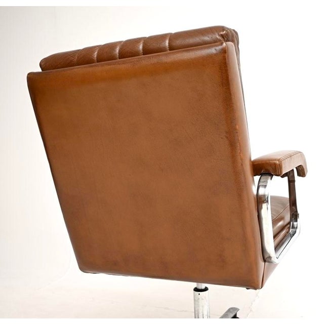 Metal Vintage Leather and Chrome Swivel Desk Chair, 1970 For Sale - Image 7 of 11