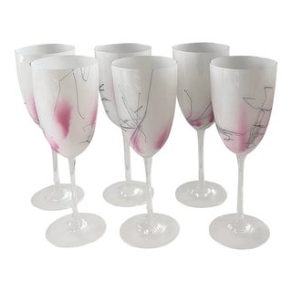 Vintage Steven Maslach Studio Art Glass Wine Glasses - Set of 6 For Sale