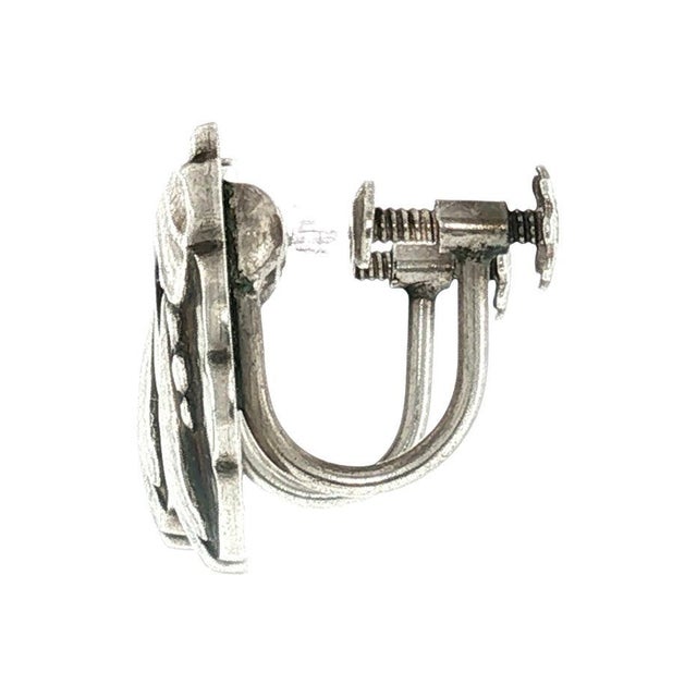 Georg Jensen Mid-Century Sterling Georg Jensen #93 Tulip Non-Pierced Earrings For Sale - Image 4 of 6