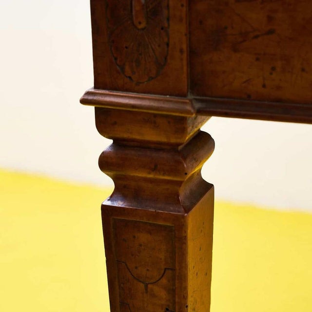 Brown Wooden Table with Hand-Engraved Details For Sale - Image 8 of 17