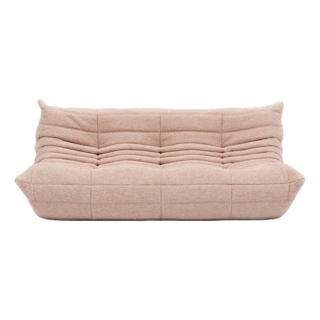 Vintage Ligne Roset Togo 3-Seater in Oat Mélange Bouclé - Restored & Authentic For Sale