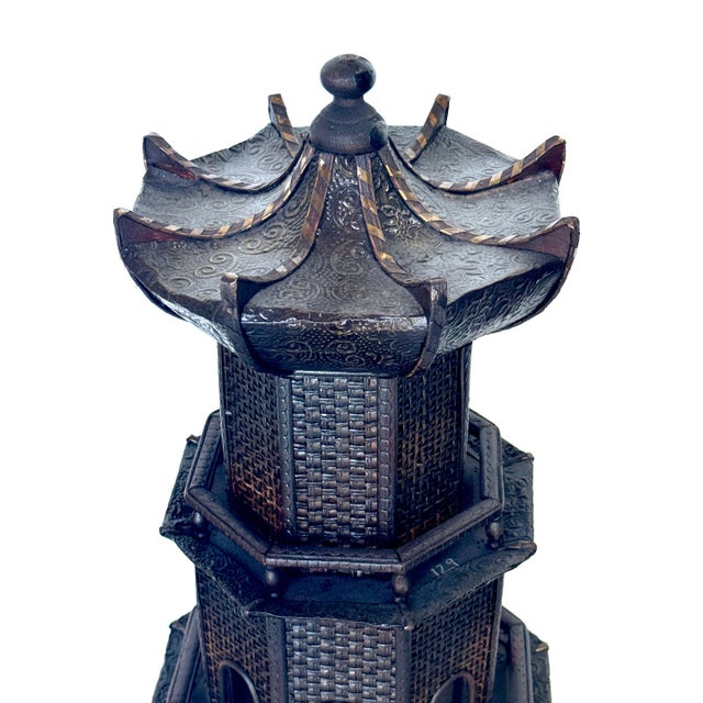 Rare Anglo-Indian Painted Pagoda with Original Miniature-Decorated Stand For Sale - Image 11 of 18