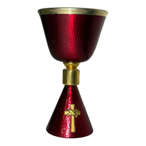 High Quality Vintage Silver Enameled Brass Religious Church Chalice Ceremonial