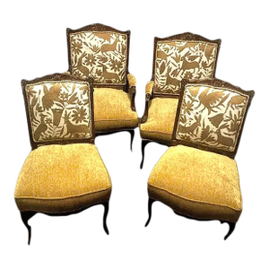 'Empress Carlota' 19th Century Antique French Chairs Reupholstered With Otomi Hand Embroidery - Set of 4