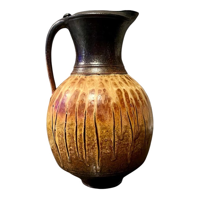 1990s Richard Aerni Signed Ash Glazed Studio Pottery Pitcher Vase-Rochester-Art-Jug For Sale