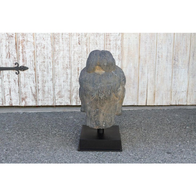 Metal Original Carved Stone Buddha Head For Sale - Image 7 of 9