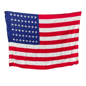 Vintage 48 Star American Flag Satin With Embroidered Stars Circa 1930