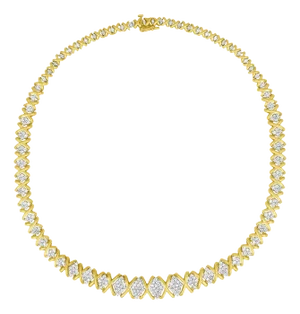 10K Yellow Gold 4 cttw Brilliant Round-Cut Diamond Graduating Riviera Statement Necklace (H-I Color, I2-I3 Clarity)
