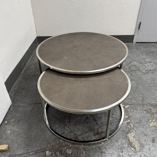 Four Hands Bentley Shagreen Nesting Coffee Tables For Sale - Image 4 of 12