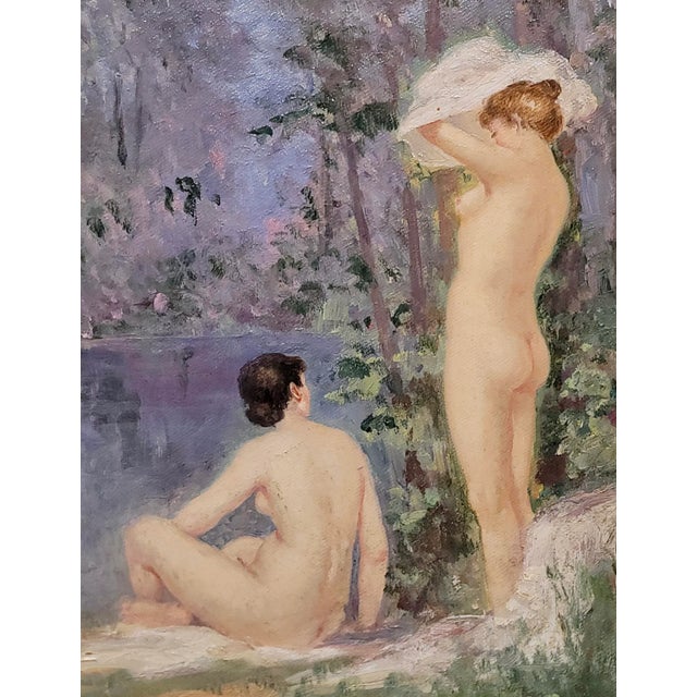 William Franklin Jackson -Female Bathers in a Wooded Lake -Oil Painting For Sale - Image 4 of 10