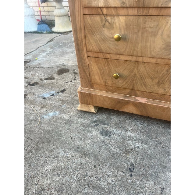 French French 19th Century Louis Philippe Marble Top Bleached Walnut Commode For Sale - Image 3 of 12