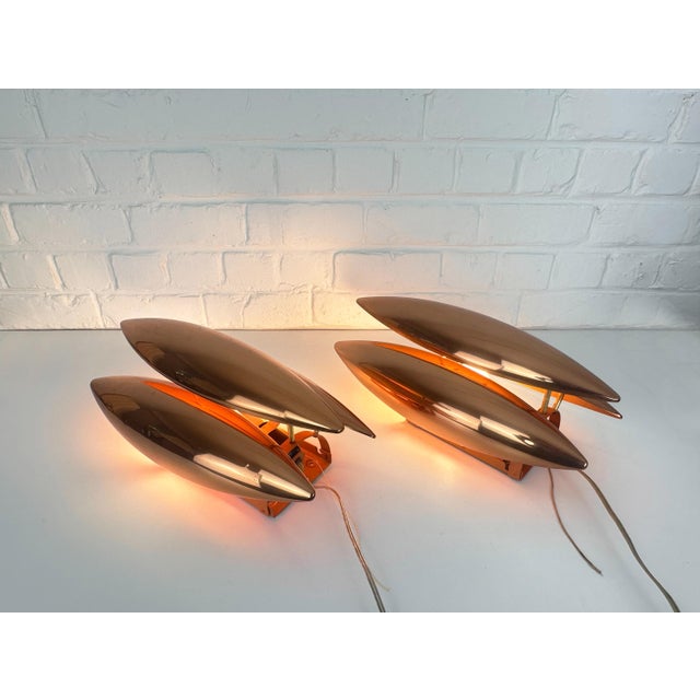 Mid-Century Modern Copper Kastor Wall Lamps by Jo Hammerborg for Fog & Mørup, 1960s, Set of 2 For Sale - Image 3 of 15