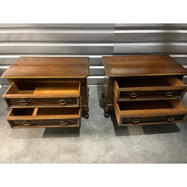 Vintage Drexel Heritage Brittany Collection Louis XV French Provincial Nightstand End Tables (Pair) For Sale - Image 15 of 17