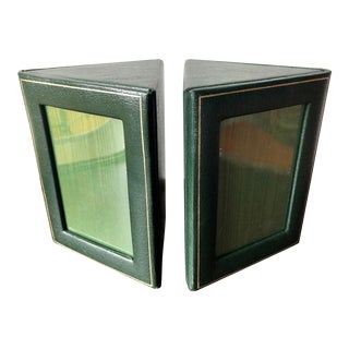 Vintage Italian Leather Photo Bookends-A Pair For Sale