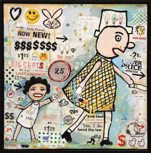 "Big Shots" - Original, Contemporary, Mixed-Media Collage Painting by Brian McDonald