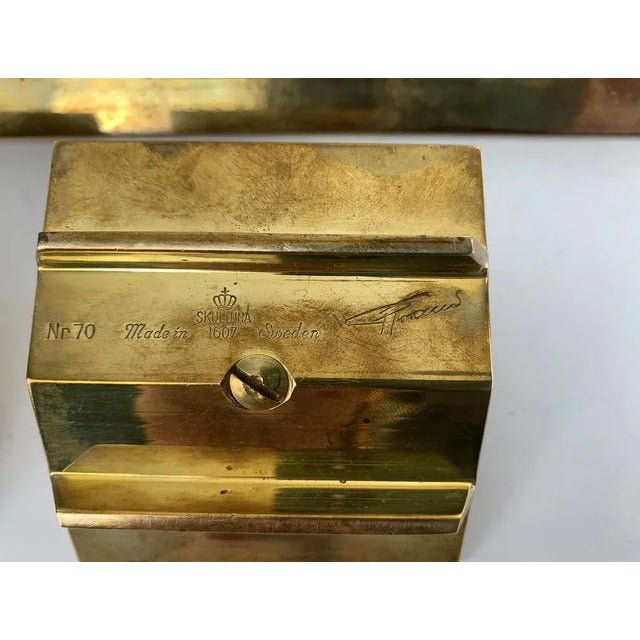 Scandinavian Candleholders in Brass by Pierre Forsell for Skultuna, 1960s, Set of 3 For Sale - Image 10 of 13