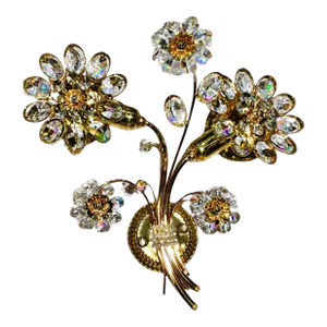 Crystal Palwa Sconce, Wall Light, Vintage Hollywood Regency 24 Karat Gold, 1960s