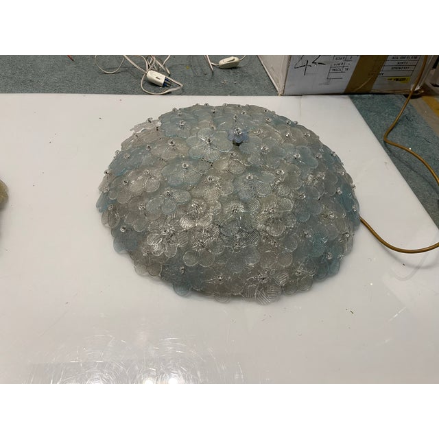 Large murano flower seguso flushmount 1960’s height 20 cm width 47 cm features 6 lights requires e14 light bulbs new...