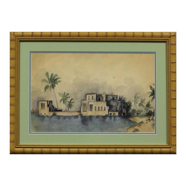Late 20th Century Al Capone's Star Island Estate Painting, Framed For Sale