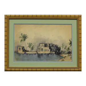 Late 20th Century Al Capone's Star Island Estate Painting, Framed