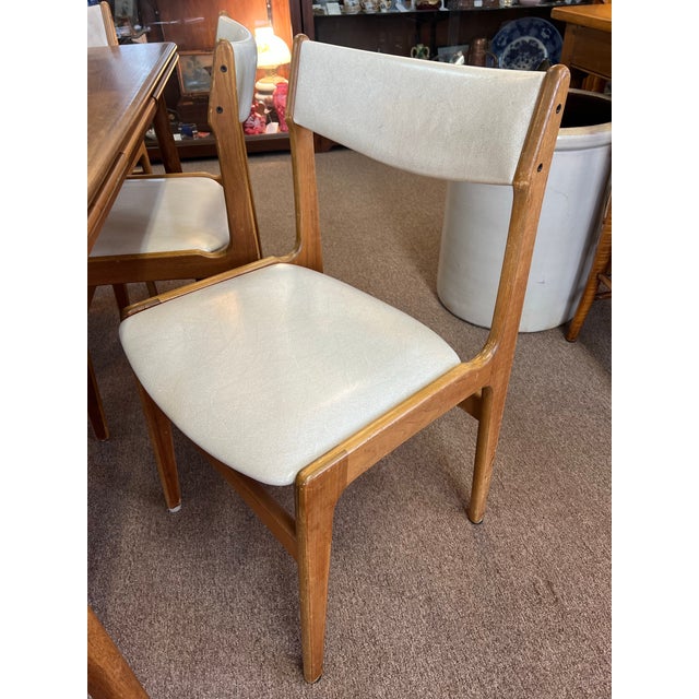 1950s Danish Teak Draw Leaf Dining Table With 6 Chairs Mid Century Modern For Sale - Image 10 of 11